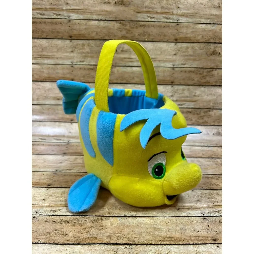 Disney The Little Mermaid Flounder Plush Halloween Trick or Treat Bucket Basket